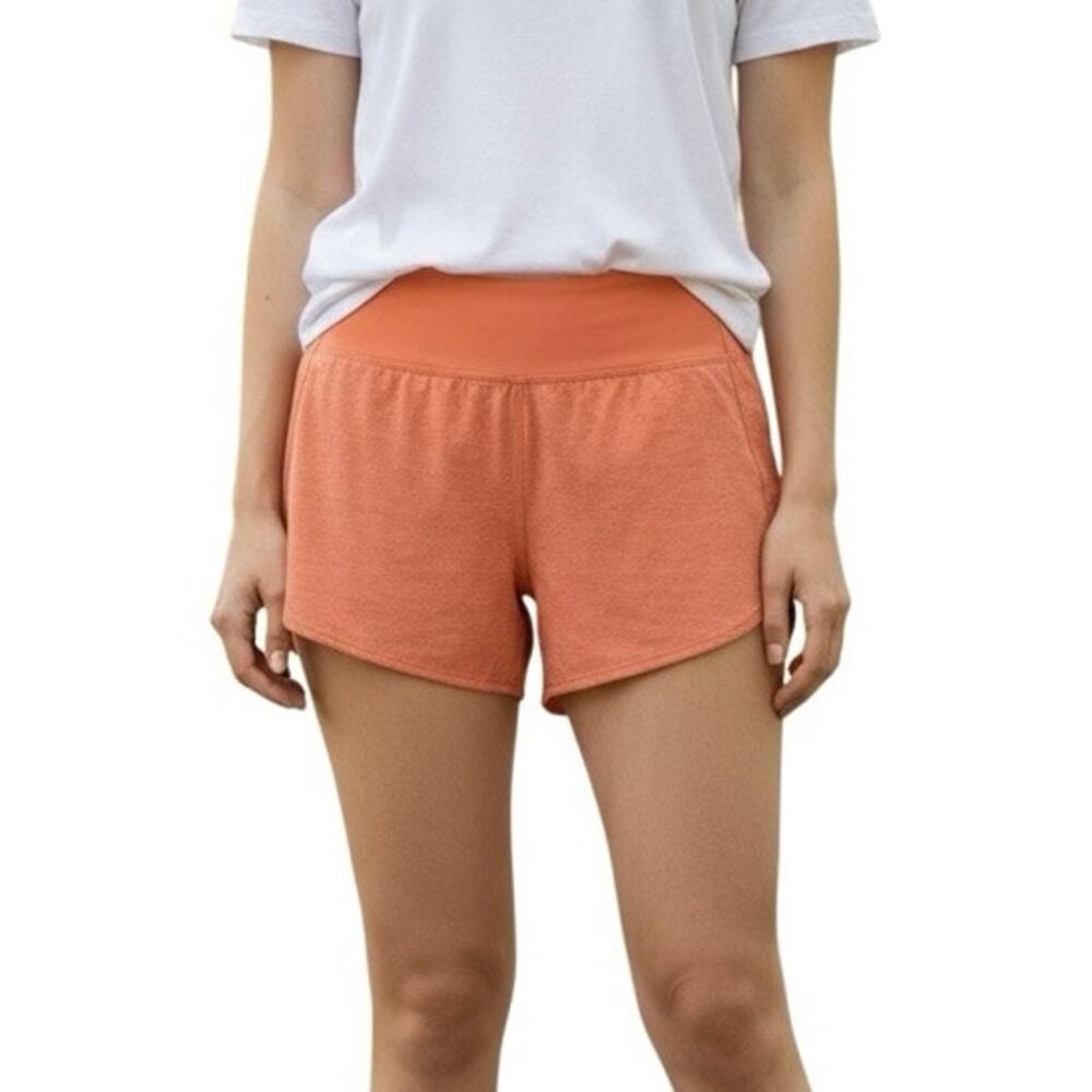 Athleta Run With It Textured 3.5” Orange Running Shorts Sz M